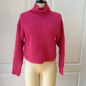 Pink and orange mock neck cropped sweater